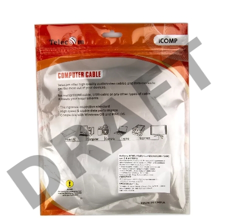 Кабель VCOM/TELECOM HDMI-19M -- MicroHDMI-19M ver 2.0+3D/Ethernet,1m Telecom <TCG206-1M>