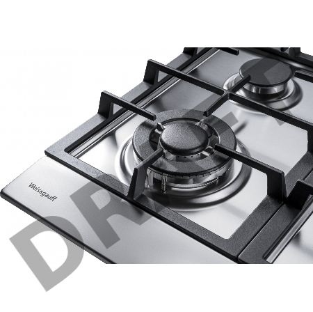Встраиваемые газовые панели Weissgauff 60 см, газовая, независимая, поверхность из нержавеющей стали, автоподжиг, газ-контроль, WOK, жиклёры для баллонного газа, чугунные решетки, цвет-нержавеющая сталь