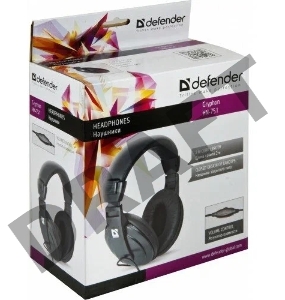 Наушники стерео Defender Gryphon HN-751 /накладные/ Ø40 мм/ рег.громк./2 x 3.5 mm стерео jack/ кабель 3м / черный.