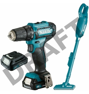Набор инструментов Makita CXT: дрель-шуруповерт DF333DZ + пылесос CL106FDZ + 2 аккумулятора BL1016 + з/у DC10WD CLX226X1