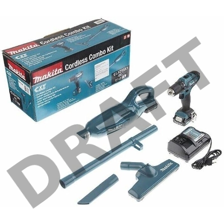 Набор инструментов Makita CXT: дрель-шуруповерт DF333DZ + пылесос CL106FDZ + 2 аккумулятора BL1016 + з/у DC10WD CLX226X1