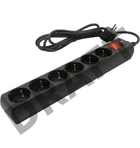 Сетевой фильтр Buro 600SH-16-1.8-B 1.8м (6 розеток) черный (коробка)