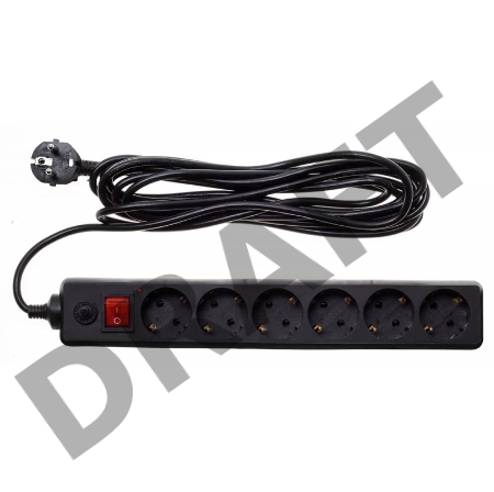 Сетевой фильтр Buro 600SH-16-5-B 5м (6 розеток) черный (коробка)