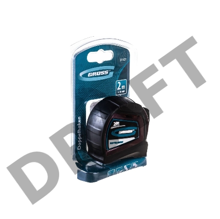 Рулетка GROSS 31121  ''doppelhaken'' 2м x 16мм односторонний зацеп нейлон двуст. шкала автоматич