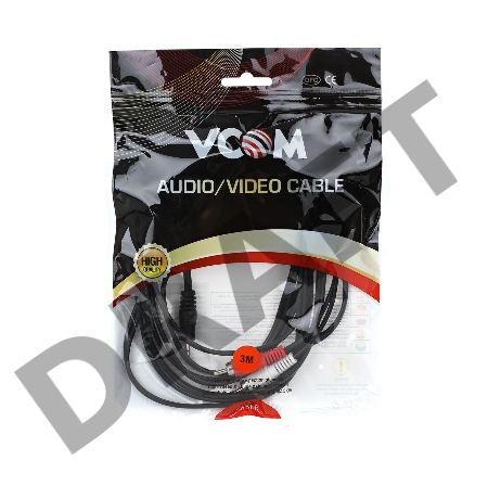 Кабель VCOM VAV7183-3M Кабель соединительный 3.5 Jack (M) - 2xRCA (M), стерео, аудио,  3.0м 
