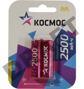 Аккумулятор R6 NI-MN 2500мА.ч BP-2 (блист.2шт) Космос KOCR6NIMH2500MAH2BL