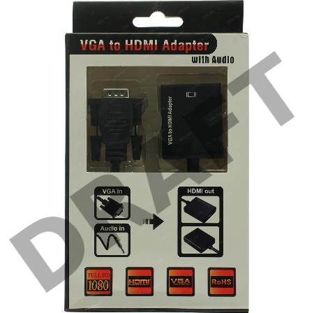 Конвертер Espada VGA + 3,5mm audio jack to HDMI, HCV0201 (44083)