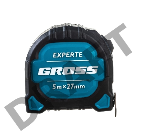 Рулетка Experte, 5 м x 27 мм, двухкомпон. корпус, магнит, двухстор. разметка, нейлон// Gross