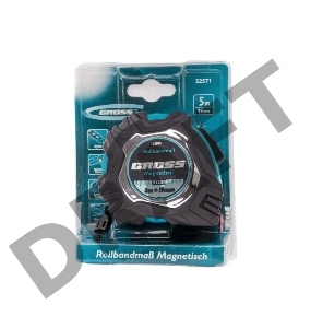Рулетка Magnetisch, 5м х 19мм, обрезин. корпус,автоматич. фиксация, нейлон. покр.,магн.зацеп// Gross