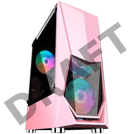 Корпус 1STPLAYER DK-3 PINK / ATX, tempered glass / 3x 120mm LED fans inc. / DK-3-PK-3G6