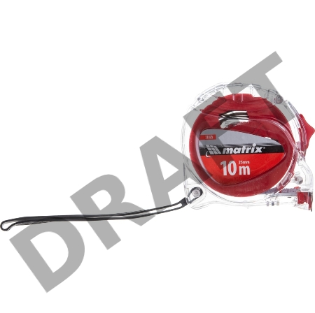 Рулетка MATRIX 31075  crystal 10м х 25мм корпус из поликарбоната