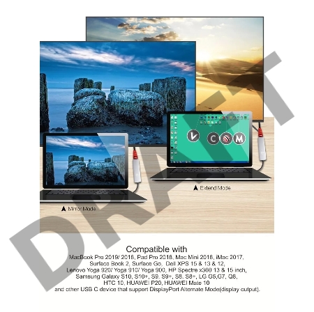 Кабель-адаптер VCOM CU423C-1M USB 3.1 Type-Cm --> HDMI A(m) 3840x2160@30Hz, 1m