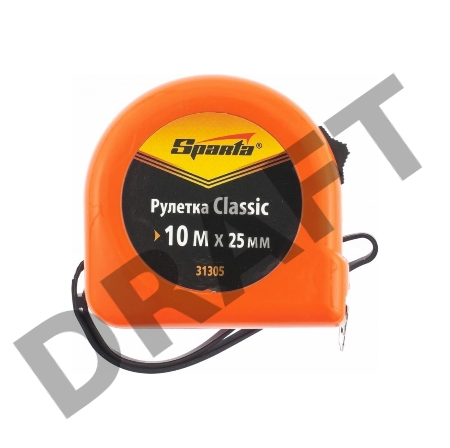 Рулетка Classic, 10 м х 25 мм, пластиковый корпус// Sparta