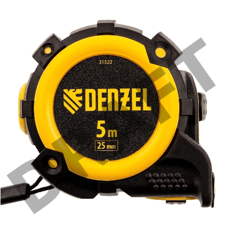 Рулетка 5м х 25мм, автоматич. фиксац., нейлон. покрытие, магнит. зацеп, двухстор. разметка// Denzel