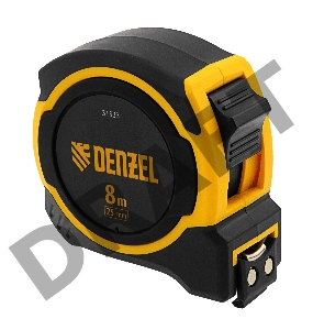 Рулетка 8м х 25мм, двухкомп. корпус, магнитный обрезиненный зацеп// Denzel