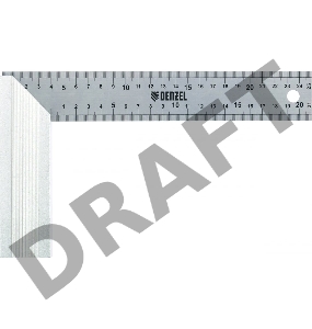 Угольник стальной, нержавеющая сталь, градуировка, алюминиевое основание, 250 мм// Denzel