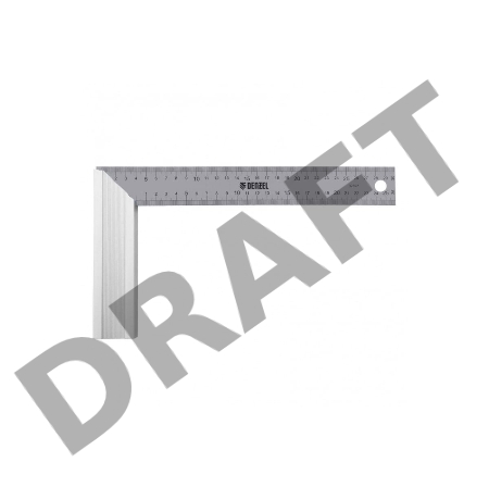 Угольник стальной, нержавеющая сталь, градуировка, алюминиевое основание, 300 мм// Denzel