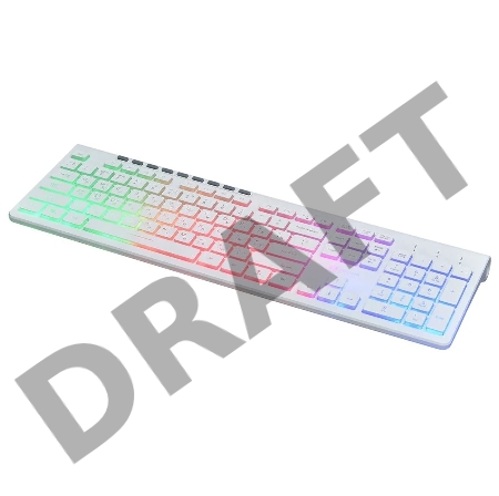 Клавиатура проводная Oklick 490ML белый USB slim Multimedia LED