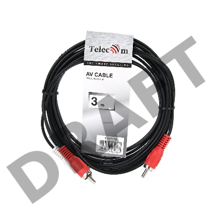 Кабель соединительный 2xRCA (M) - 2xRCA (M) черный 3m, Telecom <TAV7158-3M>