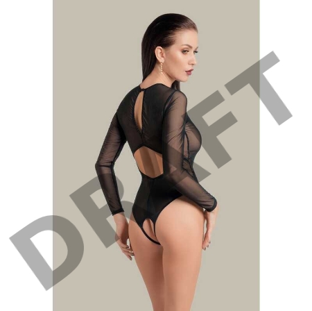 Эротическое боди Waname Grace с длинными рукавами черное (46-48)