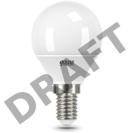Лампа светодиодная Gauss Elementary 6Вт цок.:E14 шар 220B 3000K св.свеч.бел.теп. (упак.:10шт) (53116)