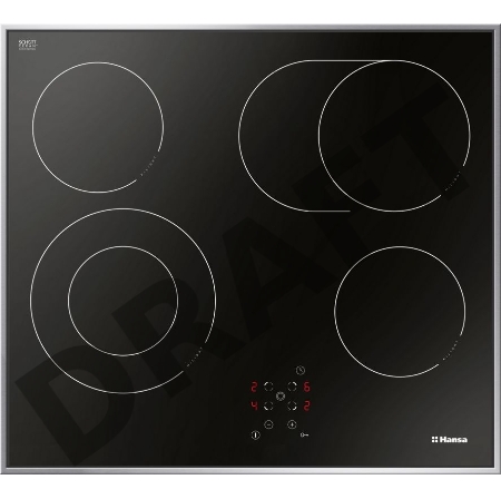 Встраиваемая варочная панель HANSA BHCI66706 / Стеклокерамика, независимая, сенсорное управление, таймер, рамка, черная
