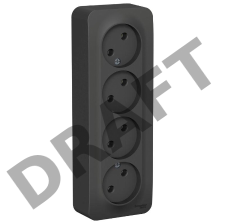 Розетка 4-м ОП BLANCA 16А 250В без шторок без заземл. изол. пласт. антрацит SchE BLNRA000416