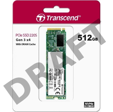 Твердотельный диск 512GB Transcend MTE220S, 3D TLC NAND, M.2, PCI-E 4x [ R/W - 2800/3500 MB/s]