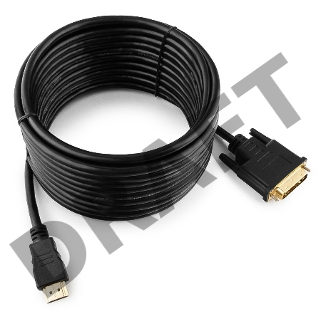Кабель HDMI-DVI Gembird, 7.5м, 19M/19M, single link, черный, позол.разъемы,экран CC-HDMI-DVI-7.5MC