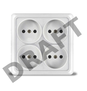Розетка 4-м ОП Олимп без заземл. квадрат бел. UNIVersal 1164