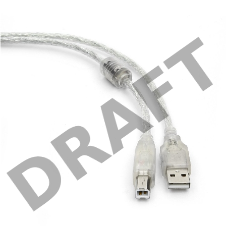 Кабель USB 2.0 Pro Cablexpert CCF-USB2-AMBM-TR-6, AM/BM, 1,8м, экран, феррит.кольца, прозрачный, пакет