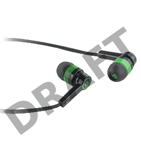 Наушники DEFENDER Pulse 420 черный + зеленый, вставки 63422