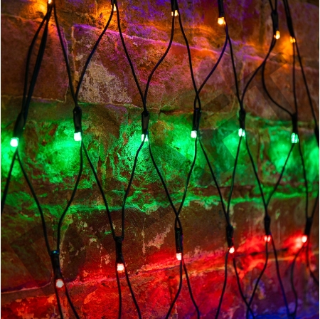 Гирлянда Сеть 2х2х1.5 м, свечение с динамикой, прозрачный ПВХ, 136 LED, 230 В, цвет свечения мультиколор
