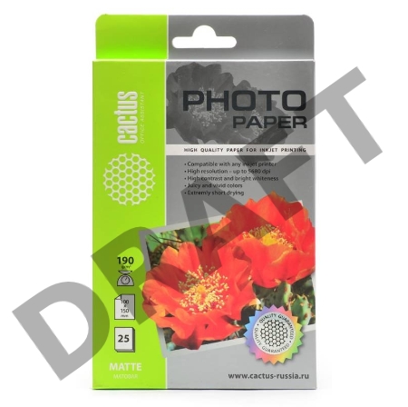Фотобумага Cactus CS-MA619025 матовая A6 190 г/м2 25 листов