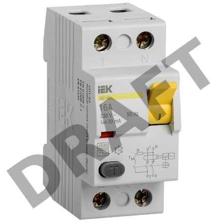Выключатель дифференциального тока (УЗО) 2п 16А 30мА тип AC ВД1-63 ИЭК MDV10-2-016-030