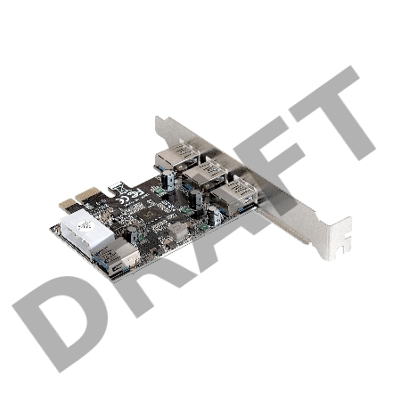 Контроллер ExeGate EXE-367 PCI-E 2.0, 3*USB3.0 ext + 1*USB3.0 int, разъем доп.питания (OEM)