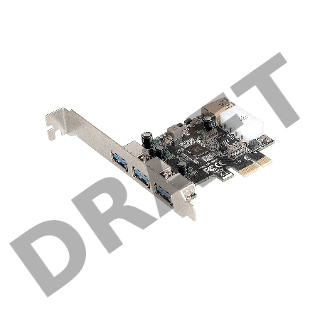 Контроллер ExeGate EXE-367 PCI-E 2.0, 3*USB3.0 ext + 1*USB3.0 int, разъем доп.питания (OEM)