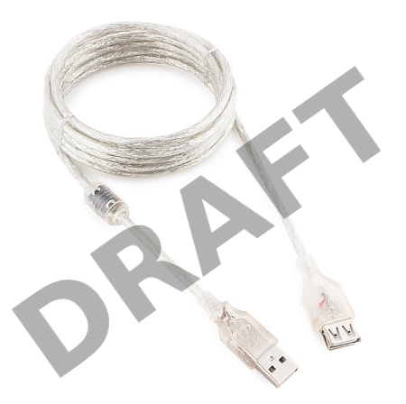 Кабель Cablexpert USB2.0 Pro, AM/AF, 3м, экран, 2 феррит.кольца, прозрачный (CCF-USB2-AMAF-TR-10)