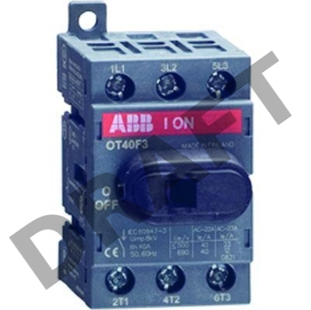 Рубильник  АВВ 1SCA104902R1001 OT40F3 до 40А 3х-полюсный для установки на DIN-рейку или монтажную плату (с резерв. ручкой)