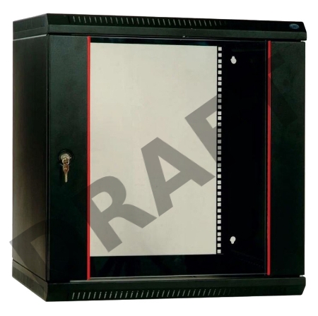 Шкаф телеком. настенный разборный 12U (600х650) дверь стекло,цвет черный (ШРН-Э-12.650-9005) (1коробка)