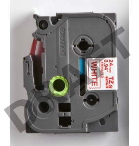 Наклейка ламинированная TZ-E252 (24 мм бел/красн, аналог TZ-252)