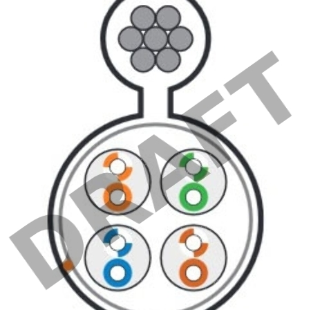 Кабель витая пара  Hyperline UUTP4-C5E-S24-SW-OUT-PE-BK-500 (UTP4-C5E-SOLID-SW-OUTDOOR-40-500) U/UTP, кат.5e, 4 пары (24 AWG), одножильн. (solid), с металл. тросом, внешний, PE, -40°C - +60°C, черный - гарантия: 15 лет компонентная