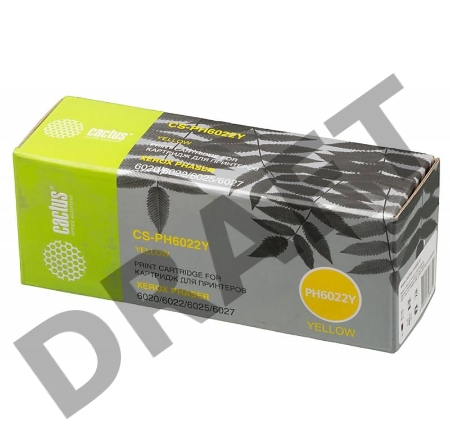 Тонер Картридж Cactus CS-PH6022Y 106R02762 желтый для Xerox Phaser 6020/6022/WC 6025/6027 (1000стр.)