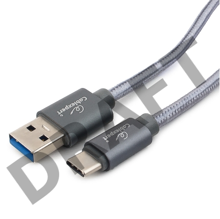 Кабель USB 3.0 Cablexpert CC-P-USBC03Gy-1.8M, AM/Type-C, серия Platinum, длина 1.8м, титан, блистер