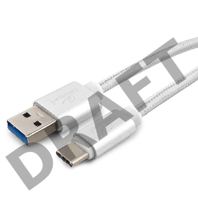 Кабель USB 3.0 Cablexpert CC-P-USBC03S-1M, AM/Type-C, серия Platinum, длина 1м, серебро, блистер