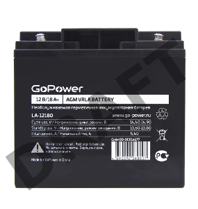 Аккумулятор свинцово-кислотный GoPower LA-12180 12V 18Ah (1/2)