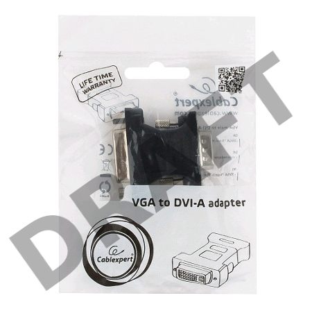 Переходник Cablexpert VGA-DVI, 15M/25F, черный, пакет (A-VGAM-DVIF-01)