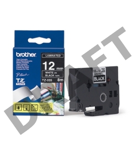 Наклейка ламинированная Brother TZe-335 (12 мм бел/черн, аналог TZ-335)
