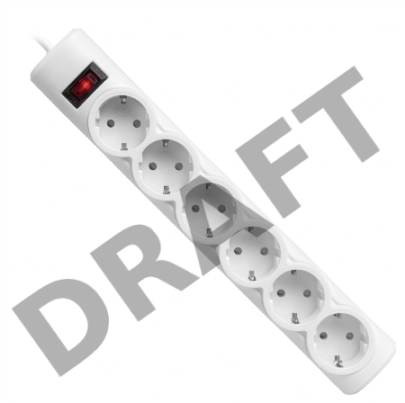 Сетевой фильтр Defender Фильтр DFS 155 5.0 m, 6 розеток, белый 99493
