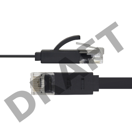 Патч-корд Greenconnect плоский прямой PROF  1.5m UTP медь, кат.6, черный, позолоченные контакты, 30 AWG, Premium ethernet high speed 10 Гбит/с, RJ45, T568B (GCR-LNC616-1.5m)